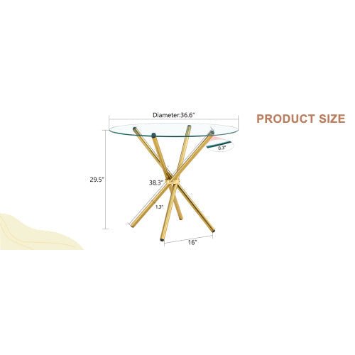 Clear Glass Round Dining Table for 4-6