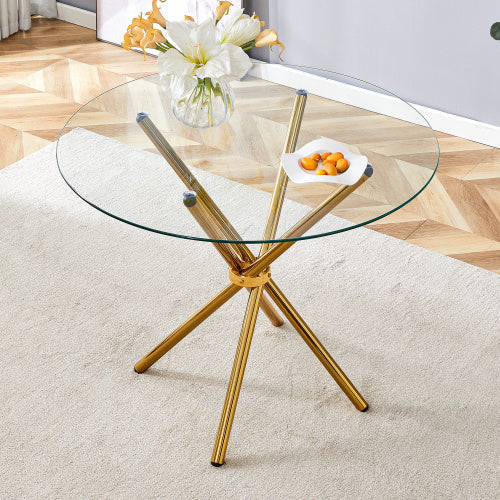Clear Glass Round Dining Table for 4-6
